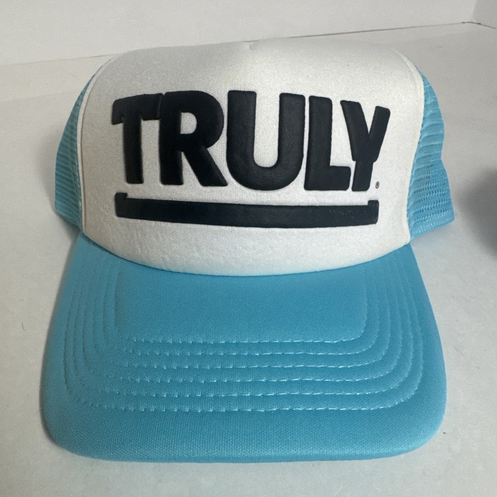 Truly Hat Adjustable Snapback Mesh Trucker Cap Color Light Blue White One Size